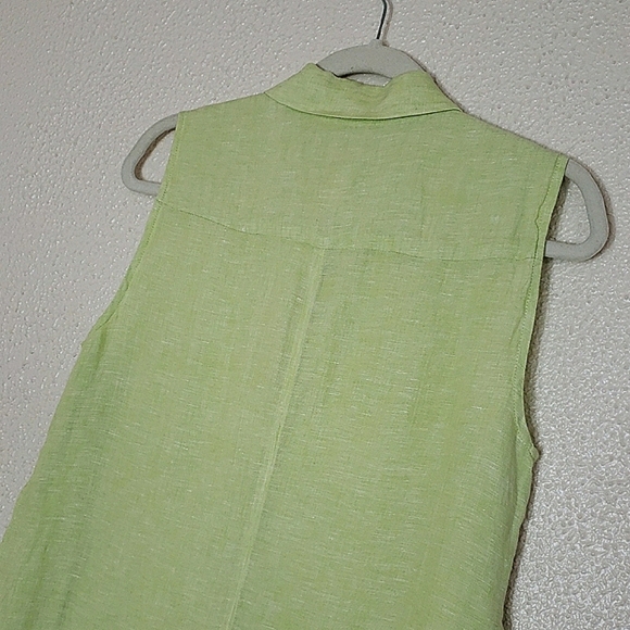 NWT Chico's Lime Green Sleeveless Tunic Top Button Up Linen Organic Lagenlook - Picture 14 of 15